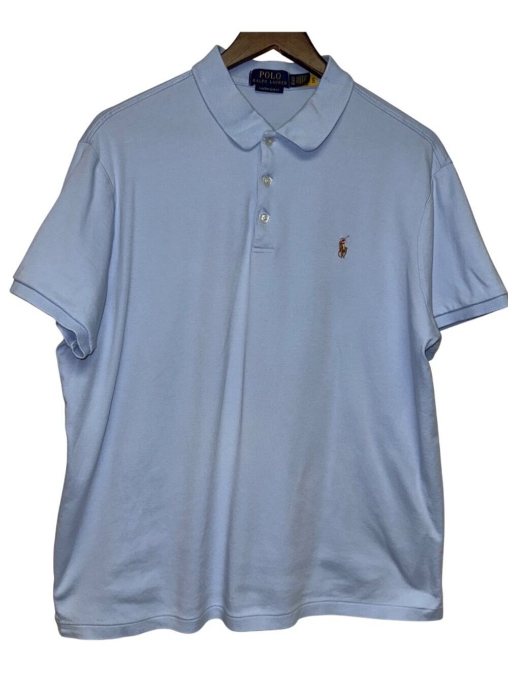 Polo Ralph Lauren Men's Polo Custom Slim Fit Light Blue Pony Logo XL Preppy